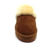 Warmbat slipper op plateau wol cognac Flurry
